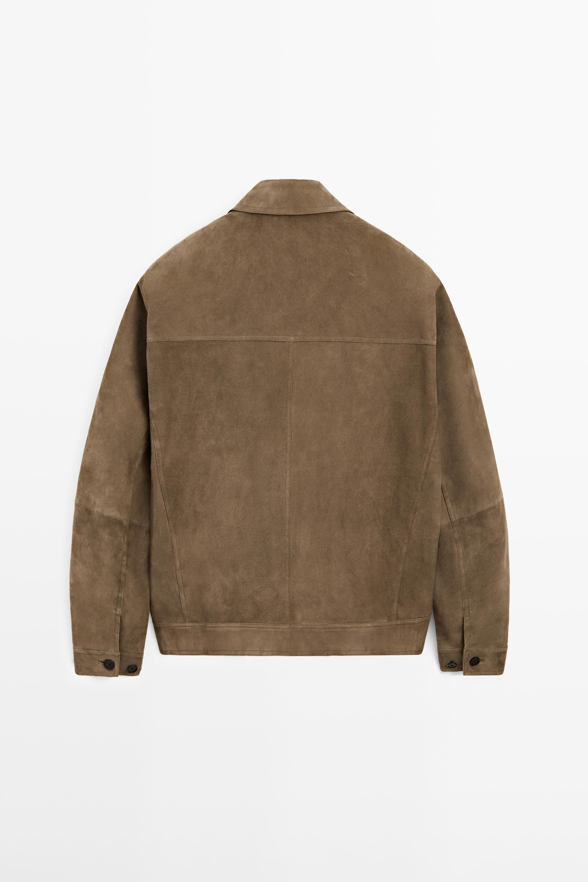 Veste à poches en cuir effet usé